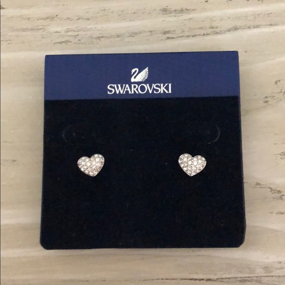 Swarovski Jewelry - Swarovski Pave Heart Earrings